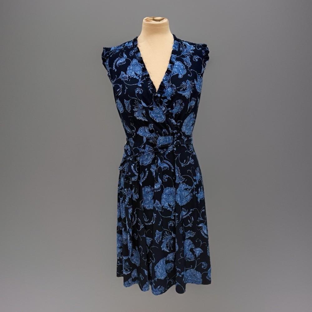 Harper Rose Floral Wrap Sleeveless Coquette Cottage Surplice Midi Dress Sz 6‎